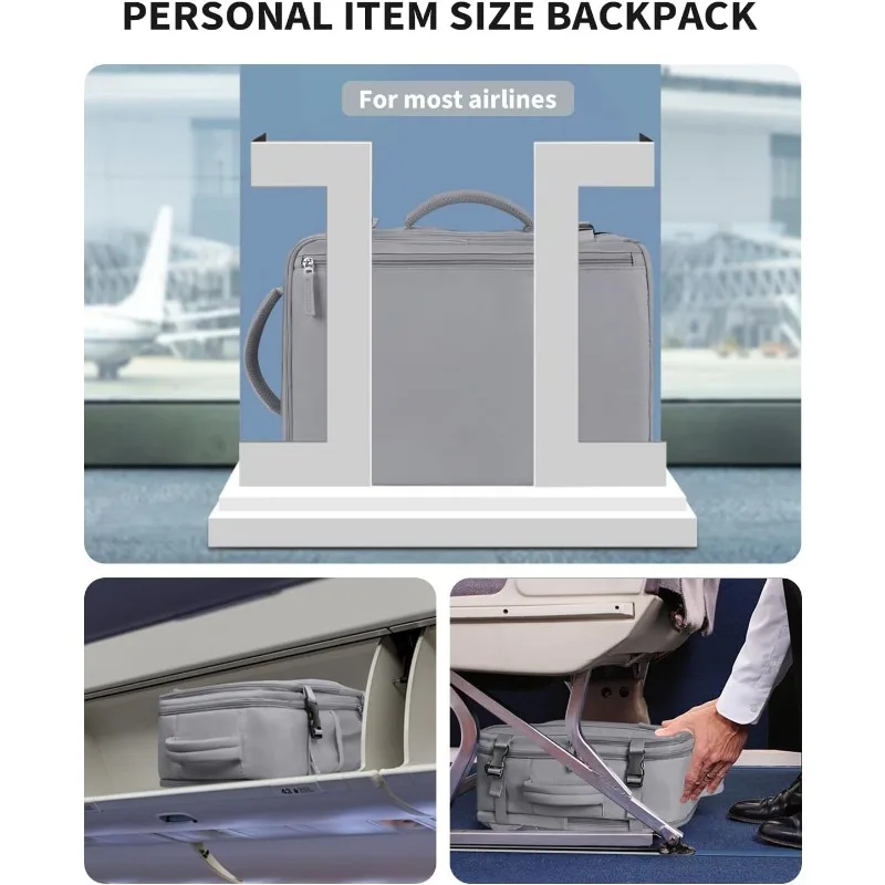 กระเป๋าเป้สะพายหลังสําหรับเดินทาง, กระเป๋าเป้สะพายหลังพกพาขนาด 40 ลิตรที่ขยายได้, อนุมัติการบินกันน้ํา, กระเป๋าหนังสือลําลองสําหรับพยาบาล, สีเทา