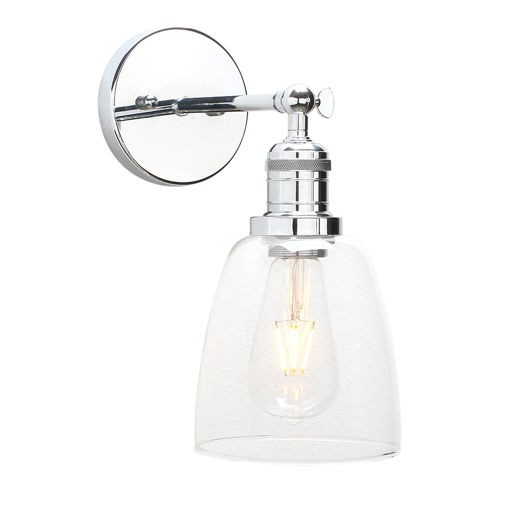 

Phansthy Industrial Vintage Single Sconce with Oval Cone Clear Glass Shade 1-Light Wall Sconce Wall Lamp