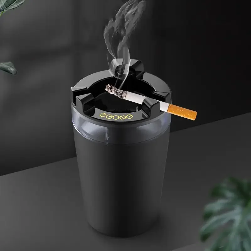 Ashtray Cigar with Water Tank Easy Cleaning Black Plastic Car Ashtray with Lid Large Capacity Cigarette Case Smoking Accessories