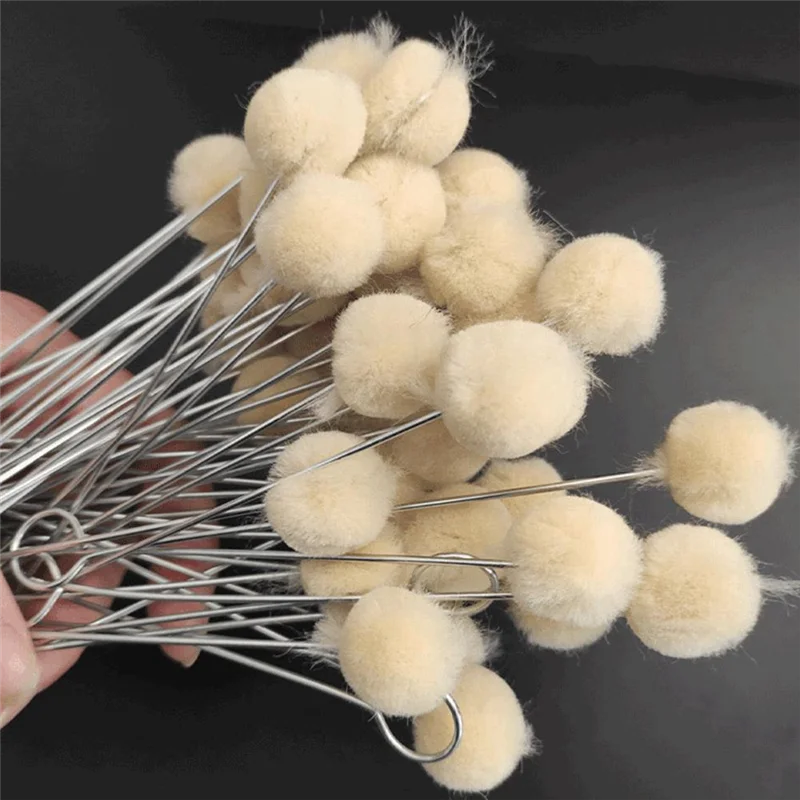 100Pcs Leather Carving Dyed Wool Ball Brush Handmade Leather Care Alcohol Dye Oily Dye Daubing Tool