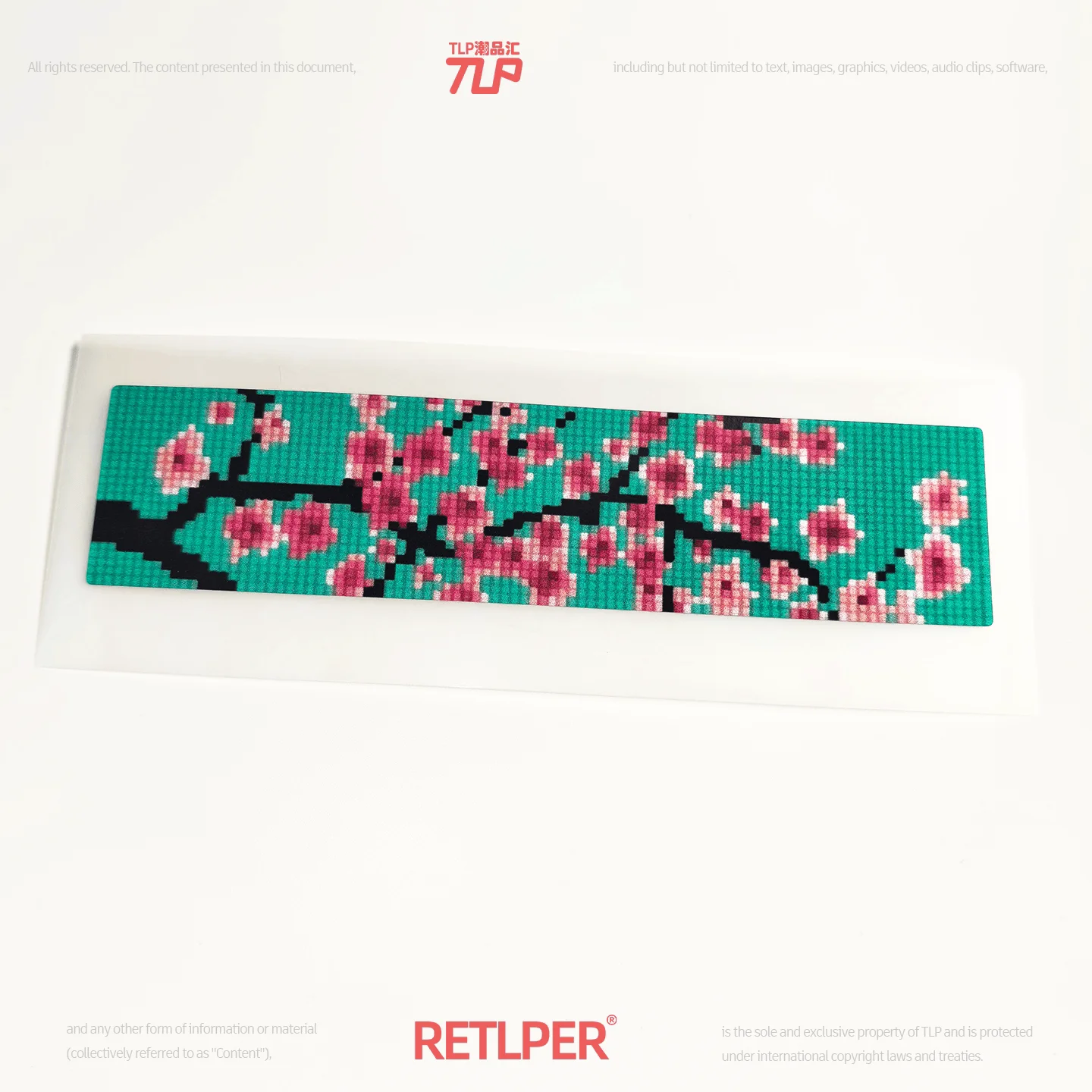 Retlper Reflecterende Autosticker Pruimenbloesemboom Lente Pruim Pixel Mozaïek Scherm Stijl Waterdichte Platte Sticker