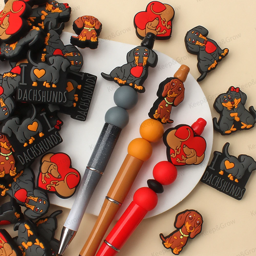 5/20/50 قطعة الألماني تحت عنوان سيليكون الخرز القلب لطيف البؤري الخرز زوجين مجموعة لصنع القلم مجوهرات سوار ذاتي الصنع المفاتيح ديكور