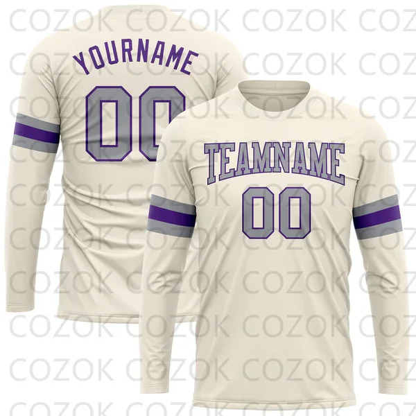 

Custome Cream White Series Football Jersey for Men Women Unisex Football LongSleeves Athletic Tee Shirts
