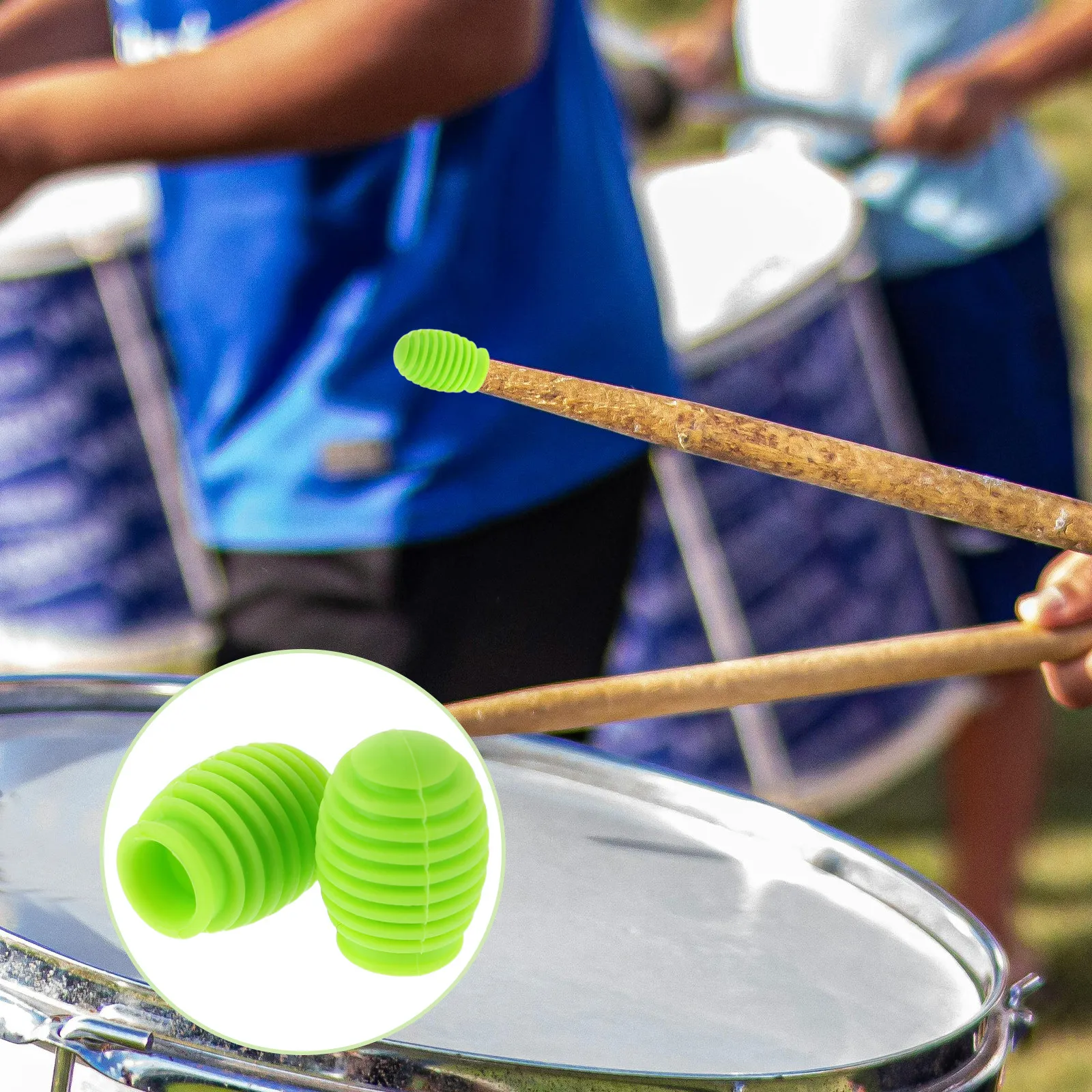 2Pcs Drumstick Silicone Noise Reduction Covers Spiral Grip Protectors Mute Tips Drum Accessories Silent Practice Night