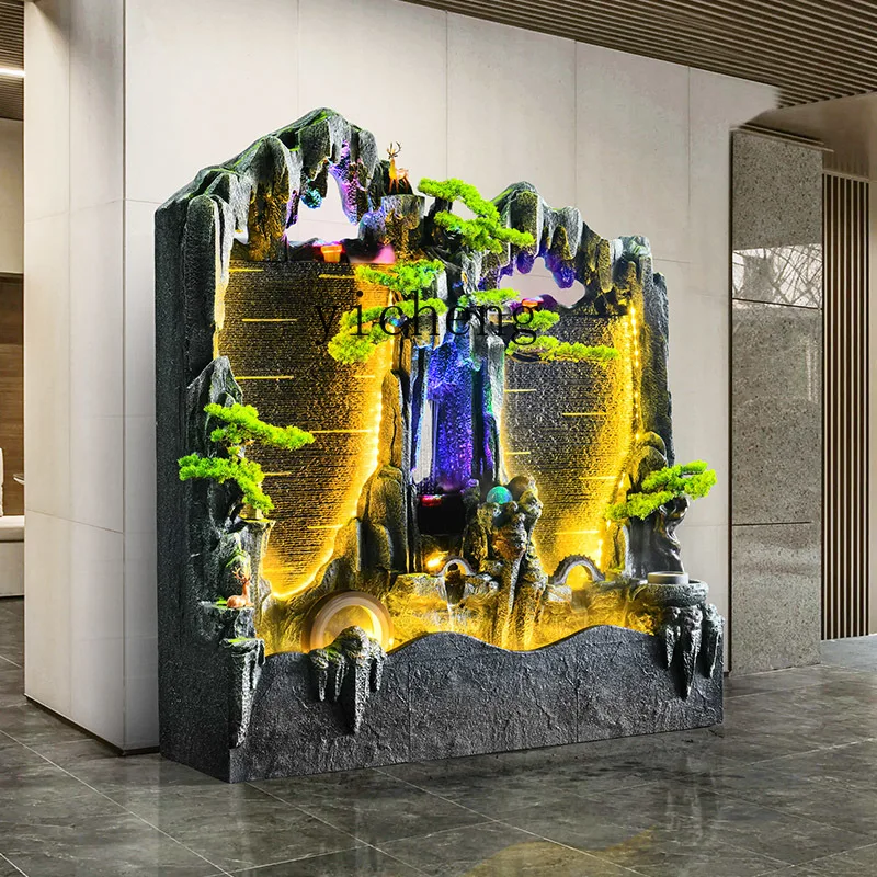 HYS rockery living room decoration office decoration lucky flowing water landscape courtyard background wall