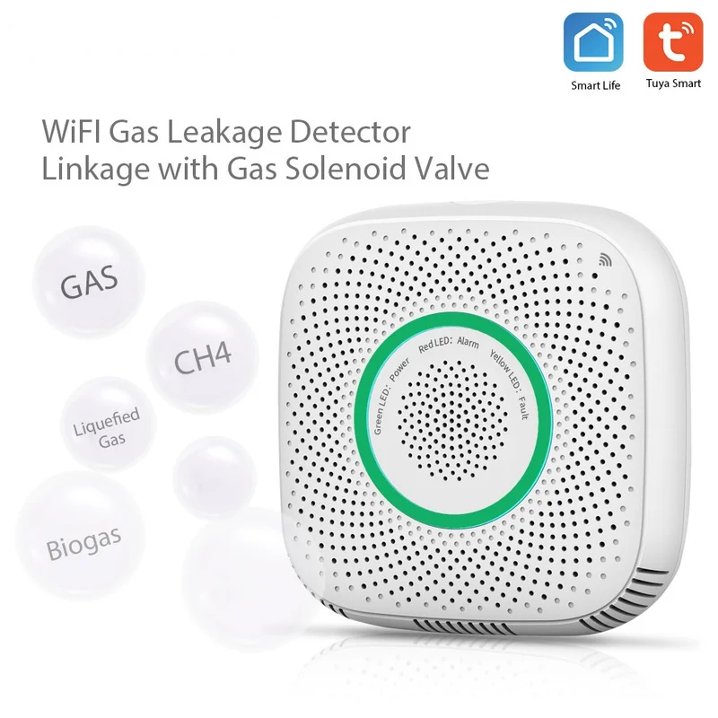 Tuya WIFI Smart Gas Leak Detector Gas Alarm Home Fire Alarm Home Automation Wifi App Gas Detector Gas Metano