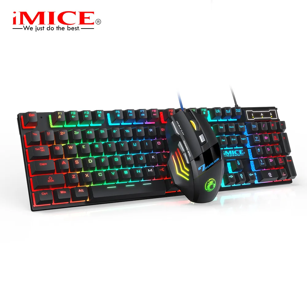 Imagem -06 - Teclado para Jogos Rgb e Mouse com Retroiluminação Teclado Ergonômico com Fio para pc e Laptop 104 Teclas Gamer Usb