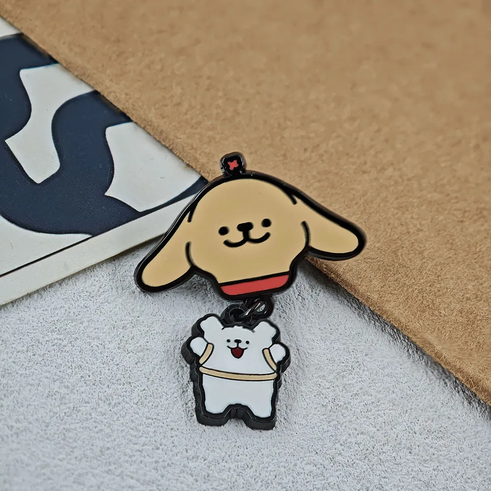 Malteser-Emaille-Pins mit Kette, Niedliche Welpen-Broschen, Kawaii Golden Retriever Metall-Abzeichen, Rucksack-Anstecknadel, Geschenk für Fans – Detail 9