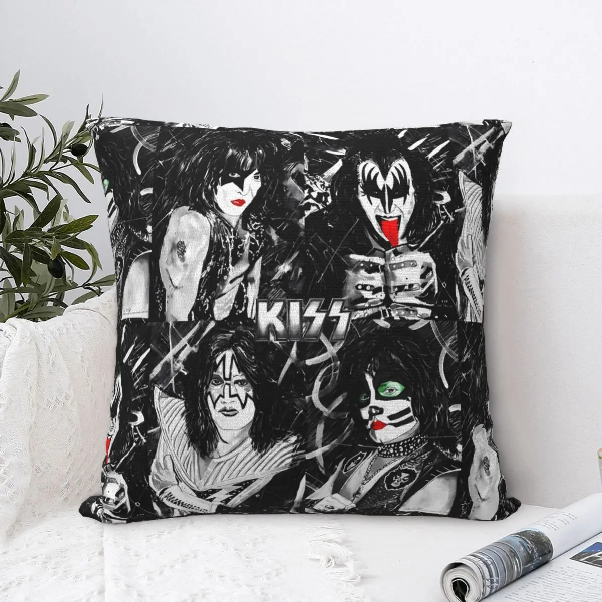 Kiss Band Pillow Cover Rock Band Cushion Cover Graphic Pillow Case Fashion Pillowcases For Sofa Home Decorative