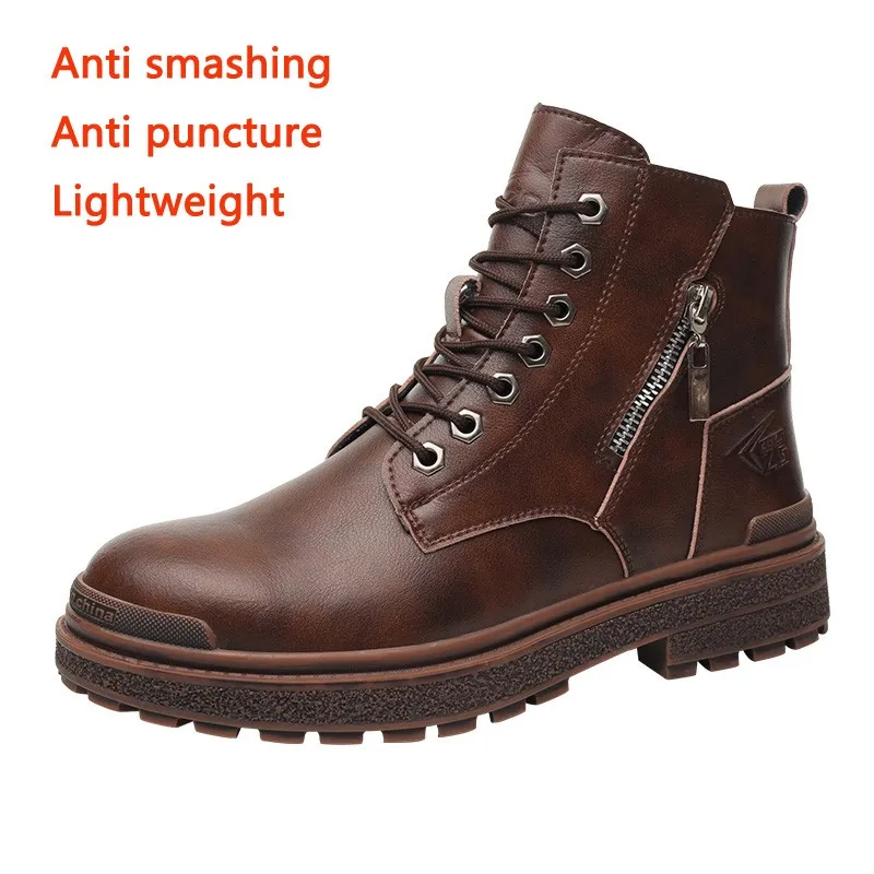 Anti Impact Anti Puncture Safety Shoes For Man Wear-resistant Four Season Winter Steel Toe Shoes High Top Protective Work Shoes