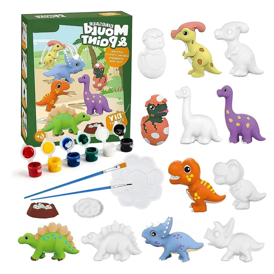 Arts and Crafts Set Painting Kit Unpainted DIY Dinosaur Space Projects Creative Blank Model Toys Graffiti Montessori Educational
