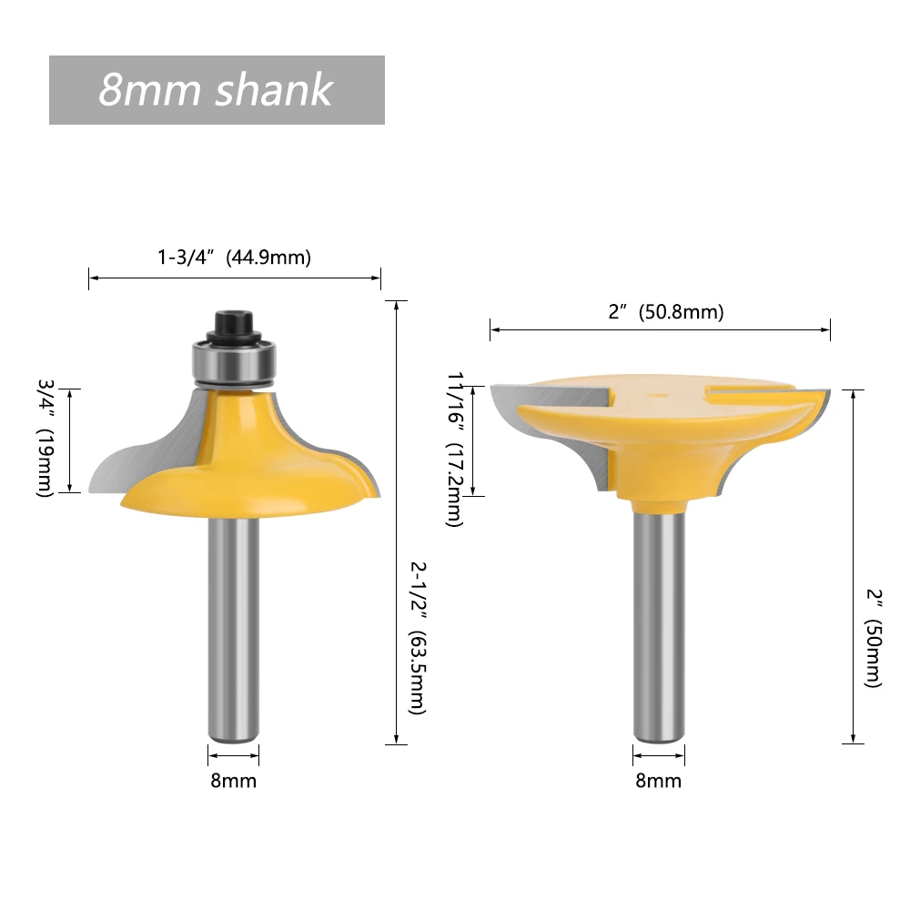 LAVIE 2pcs 8mm Shank Entry Door For Long Tenons Router Bit Woodworking Cutter Bits Tenon Cutter For Woodworking Tool MC02068