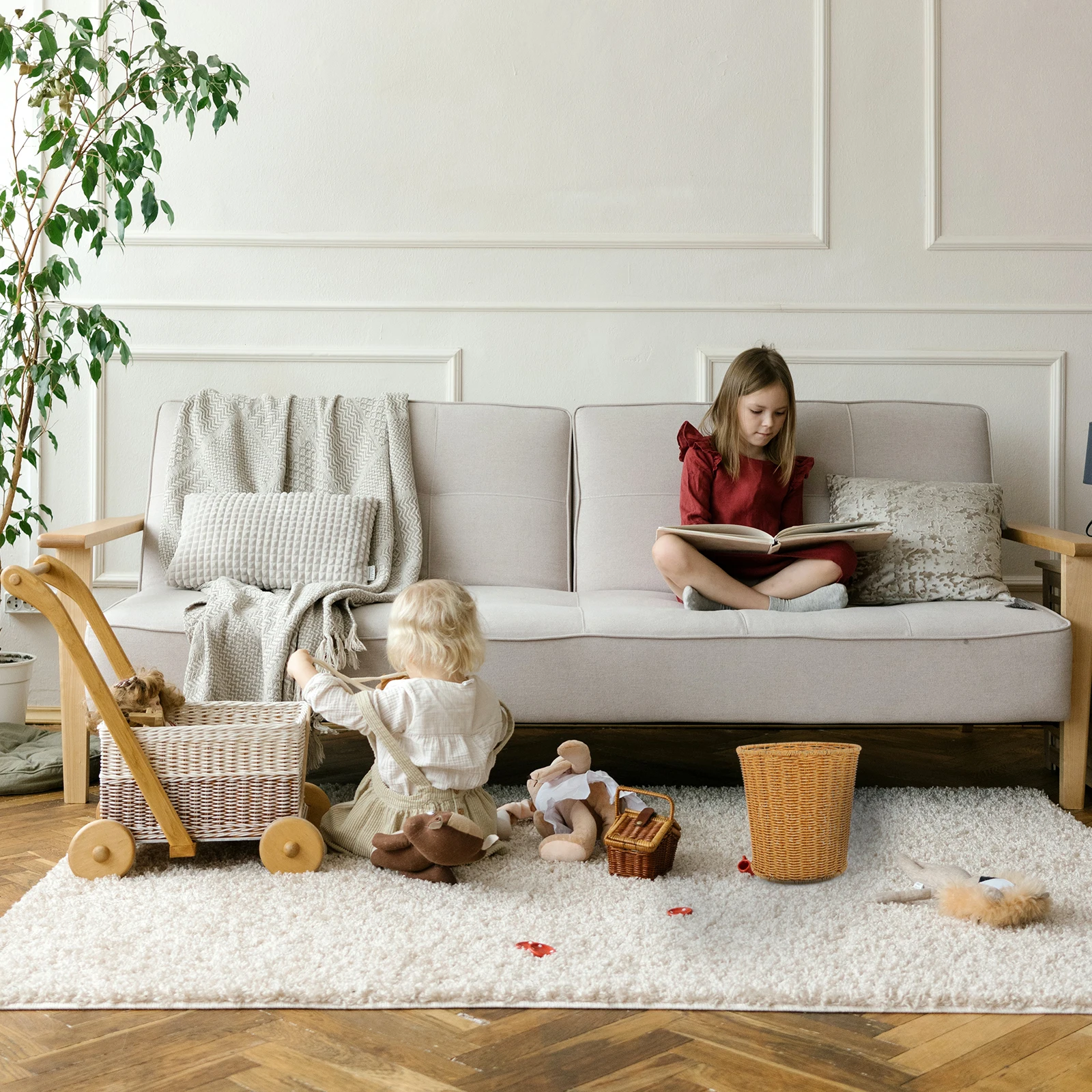 

Plastic Storage Imitated Rattan Woven Imitated Rattan Basket Home Bin Trash Basket Decorative Family Use Multipurpose