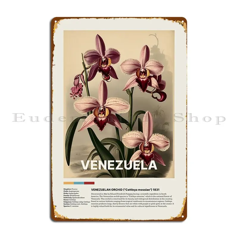 Orquidea Venezolana Venezuela Orchid Vintage Poster Metal Sign Wall Plaque Orquidea Venezolana Tin Sign Poster