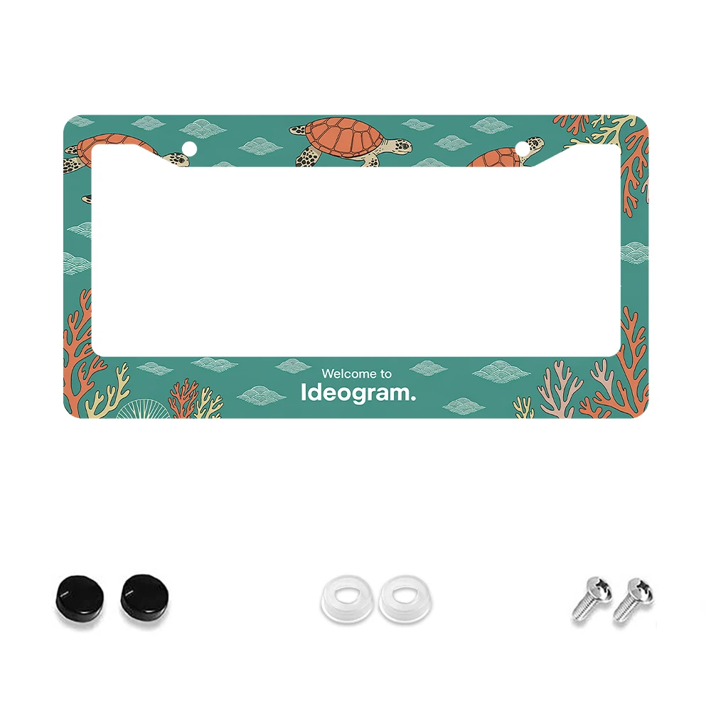 

1 шт. бирюзовая морская черепаха и коралловый узор, рамка номерного знака с 2 отверстиями, алюминиевый материал, 6x12 дюймов с комплектом винтов