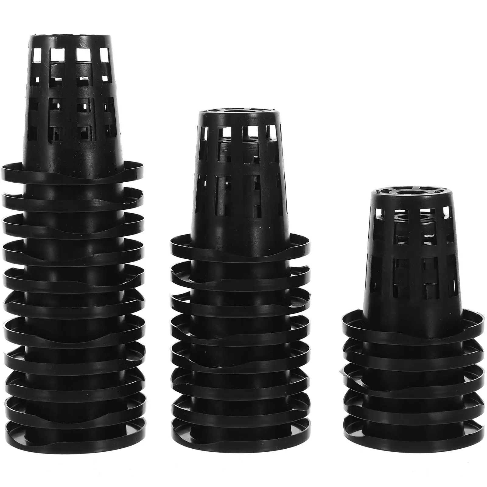 

50 Pcs Black Plastic Planting Baskets Hydroponic Net Cups for Balcony Gardening Flower Nursery Seedlings Cultivation Soil Based