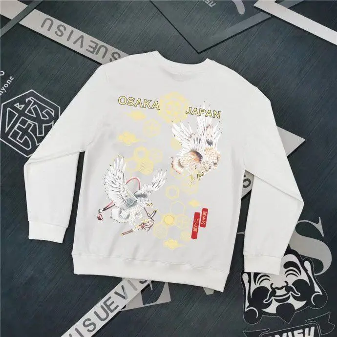 سويت شيرت أمريكي كاجوال مطبوع برقبة دائرية، طبقة أساسية فضفاضة جديدة للخريف والشتاء بأكمام طويلة