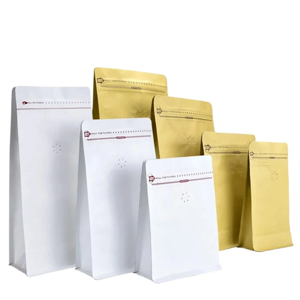 50pcs 250g 500g 1kg Eco Friendly Bag Stand Up Zipper Pouch Kraft Coffee Paper Bag Coffee Pouch