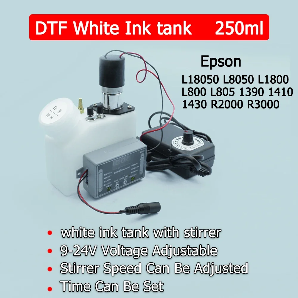 

L1800 L8050 DTF White Ink tank With Stirrer Timer Adjustable Voltage Power Supply For Epson L18050 L805 modify DTF Ink Supply