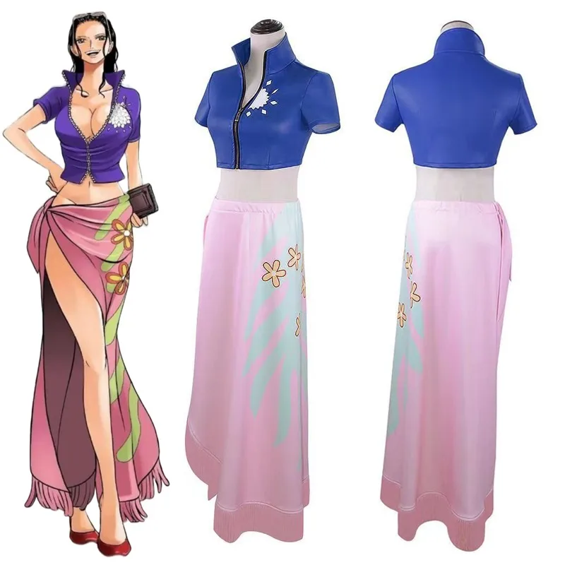 

Anime One Piece Nico Robin Cosplay Costume Top and Wrap Skirfor Women One Piece Anime Nico Robin Outfit Dress