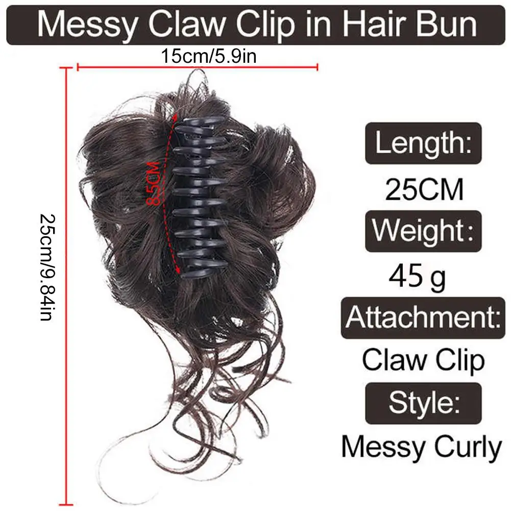 Synthetic Hair Claw Clip Messy Curly Hair Wigs For Women Bun Claw Extension Chignon Hairpiece For Women Ponytail Hair Pieces