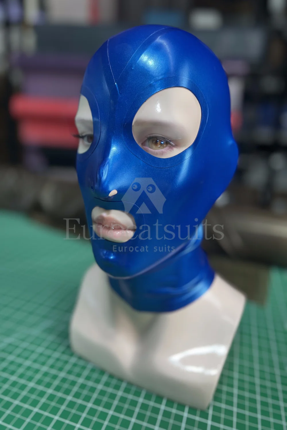 

customized Latex Hood rubber Mask Open Eyes Open Mouth Head Cover Headgear for Cosplay Party clubwear