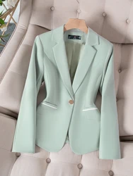 Fashion Autumn Winter Women Formal Blazer Female Green Pink Black Apricot Long Sleeve Office Ladies Business Work Wear Jacket