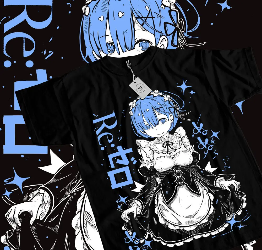 Rem Re Zero T-Shirt,Cute Re Zero Ram,Subaru,Japanese,Manga Graphic Tee