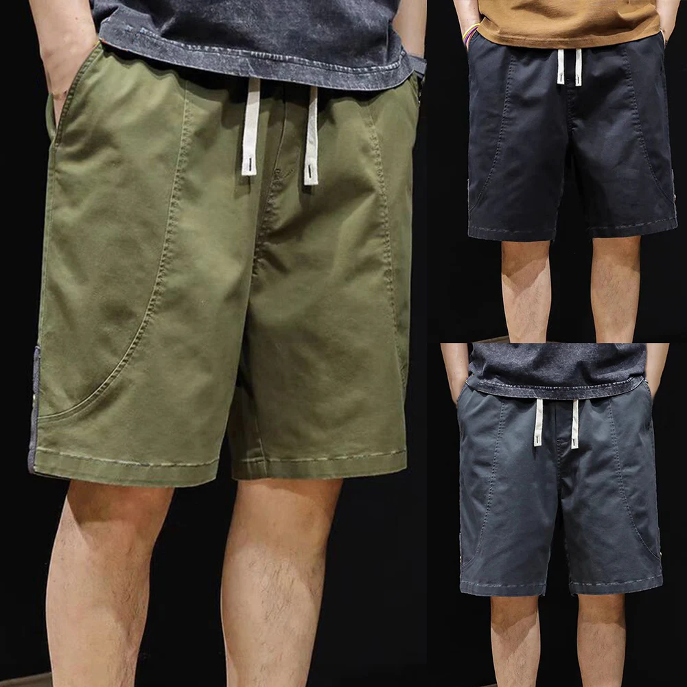 Pantalones cortos finos de seda de hielo para hombre, ropa de trabajo deportiva holgada de moda, pantalones cortos tipo cargo de secado rápido