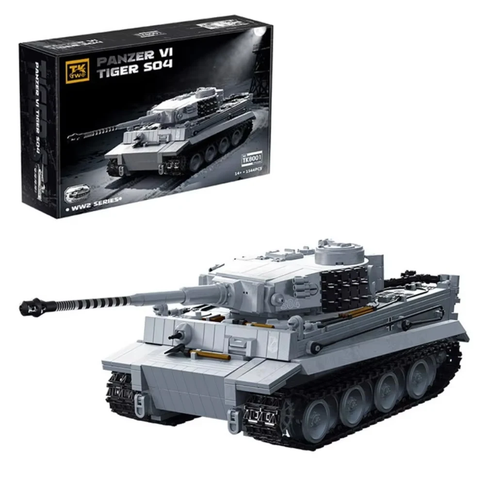 

SO4 1544pcs WW2 Heavy Military Building Blocks German Army PanzerVI Tiger Tank Bricks Model Kit Educational DIY Boys Toys Gift