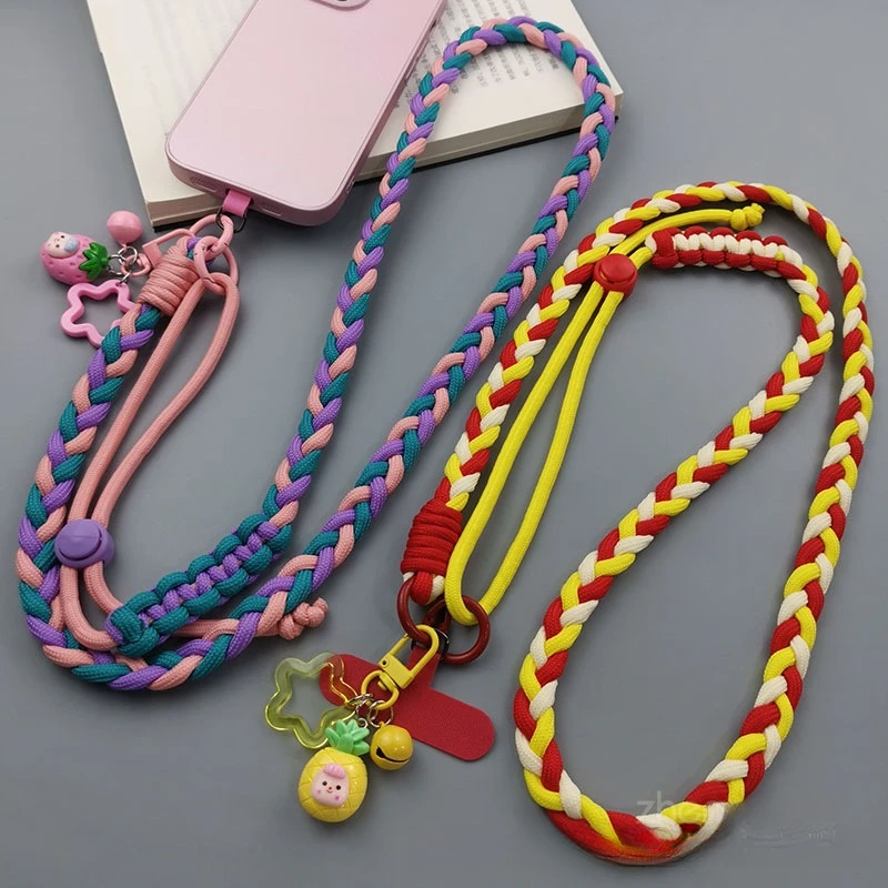 Regulowany pasek na szyję do noszenia na skos, uniwersalna smycz do telefonu, pleciony pasek do użytku na zewnątrz, podróży i wędrówek.