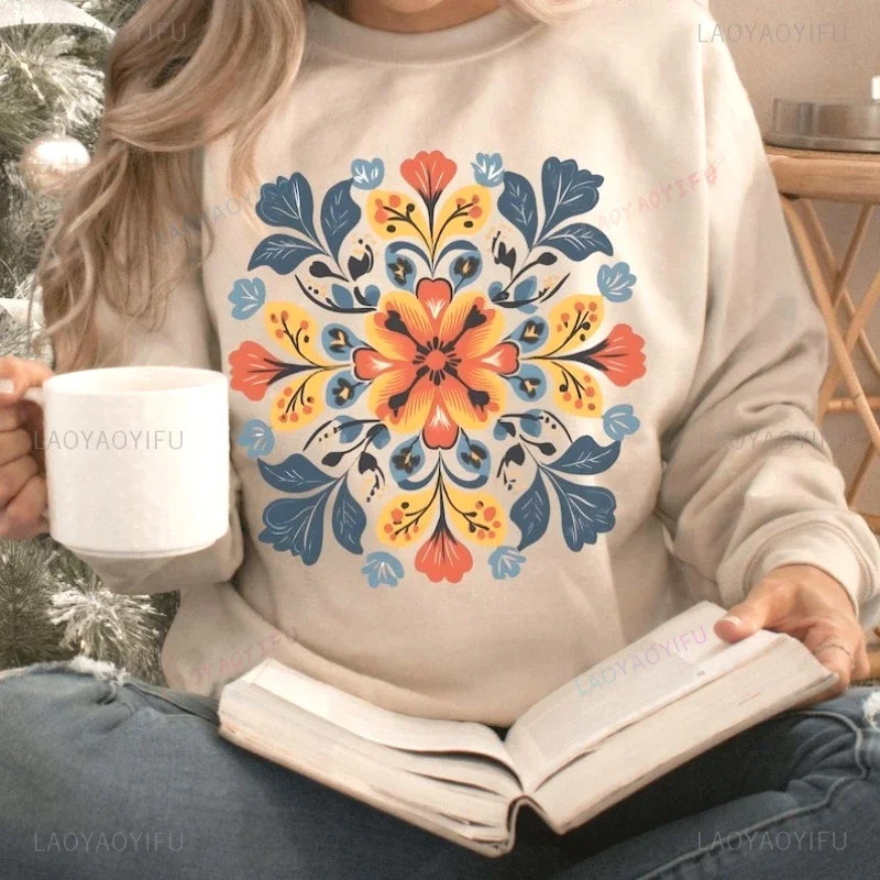 

Scandinavian Shirt Funny Pattern Sweater Nordic Folk Art Jumper Bohemia Style Christmas Sweatshirt Hoodie Hoodies Women Jumper