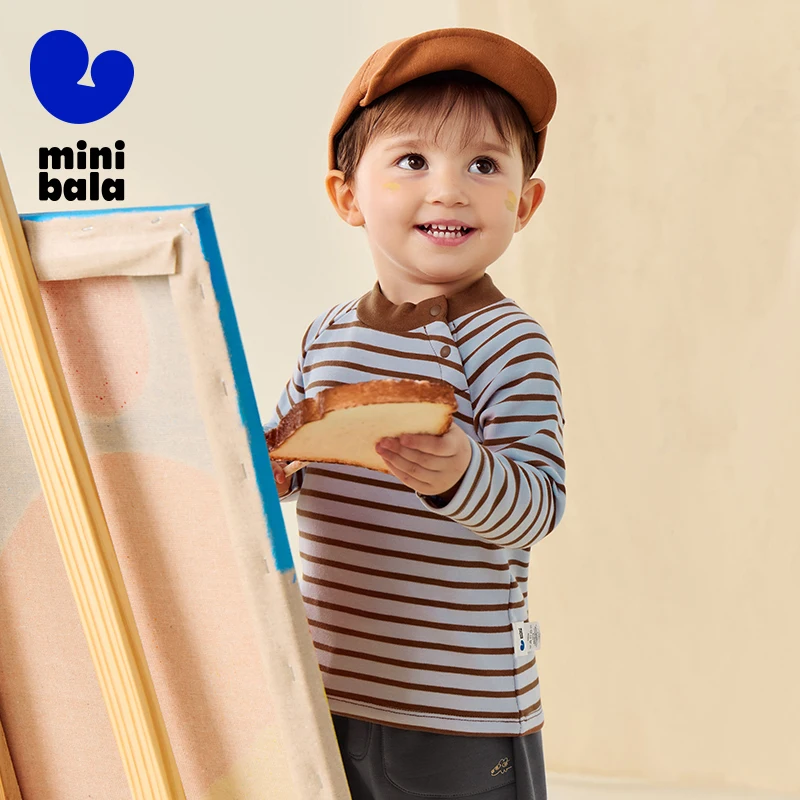 

Mini Bala Kids Long Sleeve T-Shirt 2025 Autumn New Thermal Anti Bacterial Turtle Neck Base Layer