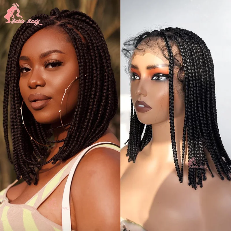 

10'' Synthetic Full Lace Braided Wigs Cornrows Twist Wig Short Bob Knotless Box Braids For Black Afro Women Passion Twist Braids