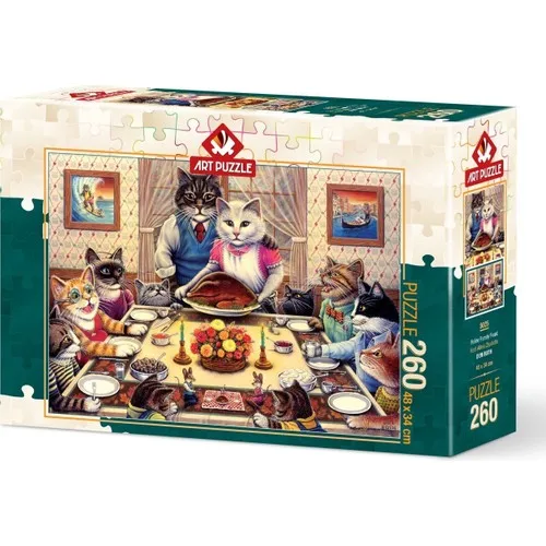 Art Puzzle Cat Family At the Banquet 260 Piece Jigsaw Puzzle