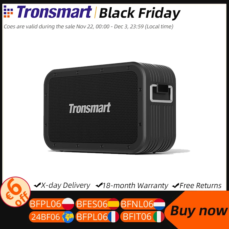 Tronsmart Force Max Speaker 80W Powerful Bluetooth Speaker with Waterproof IPX6, Built-in Powerbank