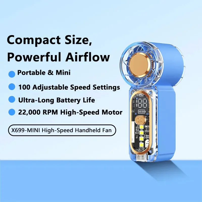 Lenovo Mini Handheld USB Fan High Speed Turbo Portable Pocket Fan Rechargeable Blower Powerful Air Cooling for Travel Outdoor image 6
