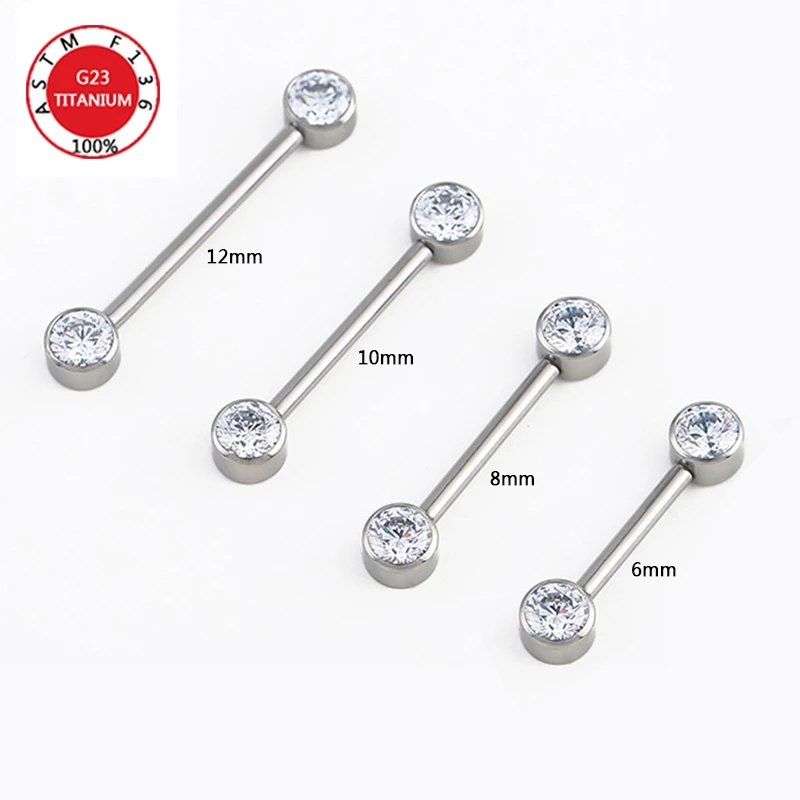 G23 Titanium Zircon Nipple Barbell Piercing Jewelry CZ Bezel Set Internally Thread Nipple Shield Mamilo Sexy Body Jewelry Women