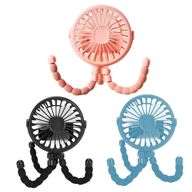 Mini Handheld Stroller Fan Clip On Rotatable Fan For Toddler Strollers 360 Rotate Mini Handheld Octopus Fan For Stroller