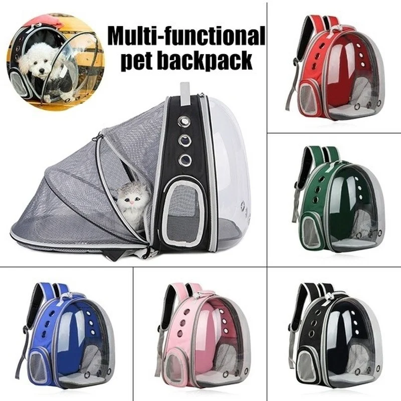 Pet Cat Backpack Small Dog Carrying Cage Outdoor Travel Comfortable Breathable Puppy Kitten Extensible Carrier Backbag