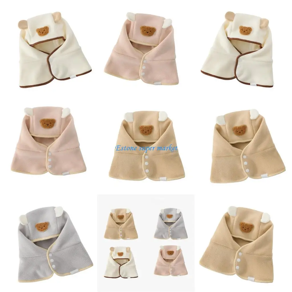 

090B Baby Scarf Hoods Winter Hat With Neck Warmer Strong Polyester Windproof Baby Neck Warmer Hoods for 2-6 Years