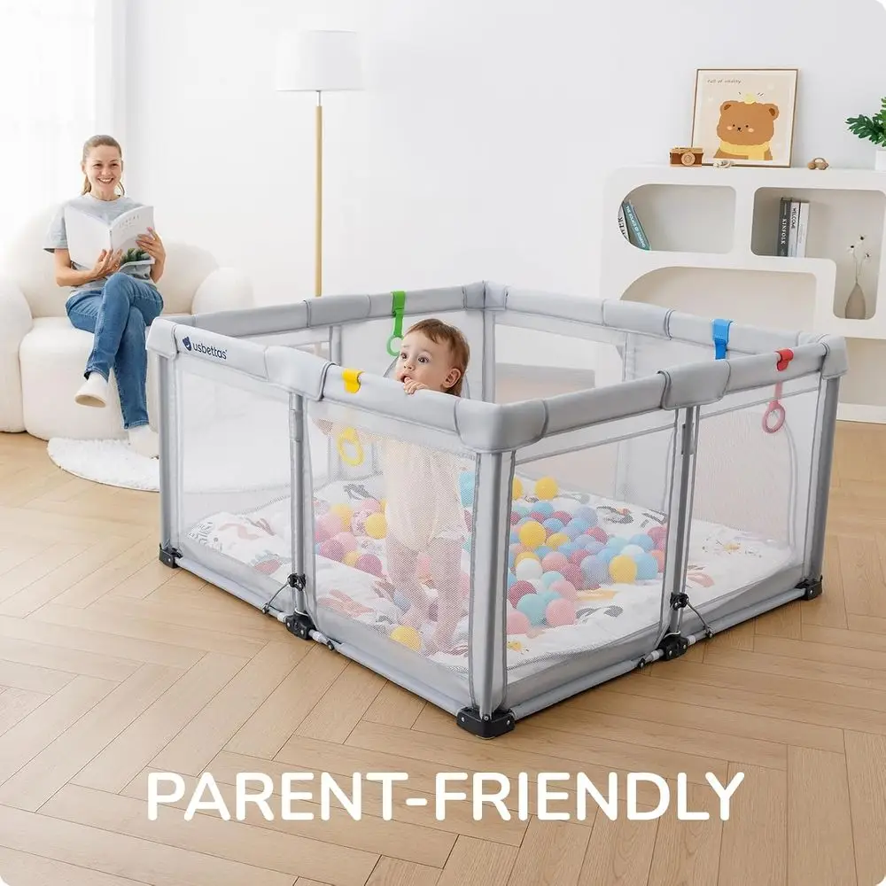Parc pliant portable pour nourrissons et tout-petits, cour de jeu de voyage 50x50 avec 4 poignées, sac de transport, adapté à l'intérieur et à l'extérieur