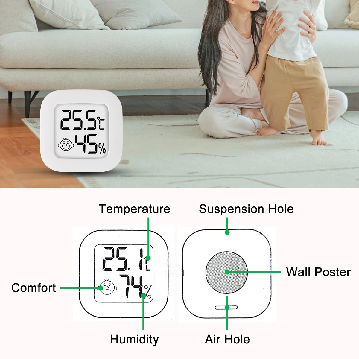 4 szt. Cyfrowy termometr higrometr wewnętrzny Mini temperatura LCD elektroniczny Monitor higrometr na zewnątrz pokoju dziecka