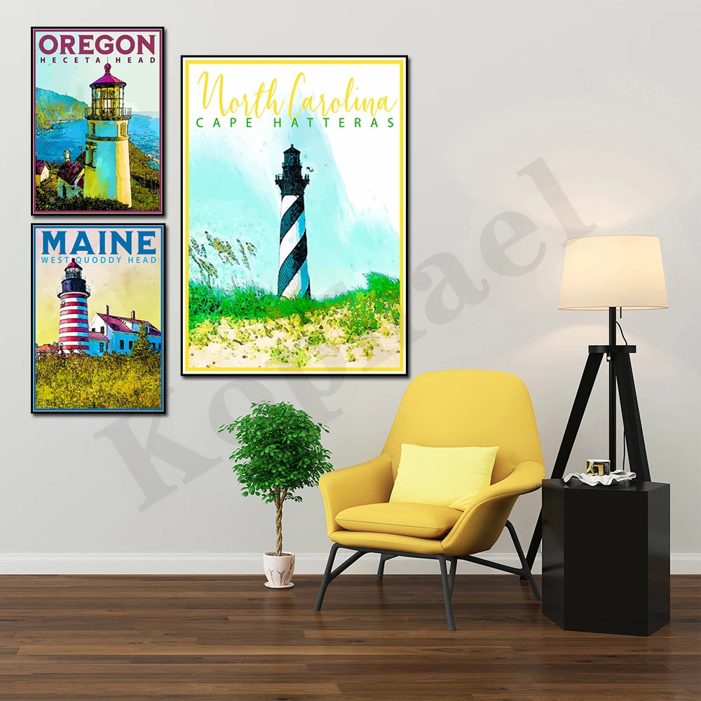 Maryland Minnesota Ohio Oregon Maine Hawaii North Carolina Michigan. City Lighthouse Travel Scenery. Home Decor Canvas Painting