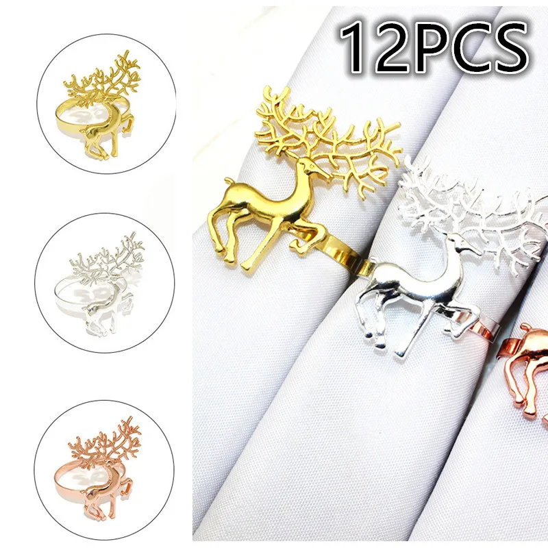 napkin ring Western Restaurant Christmas Deer Napkin Buckle Elk Napkin Ring Gold Silver Alloy Mouth Towel Ring