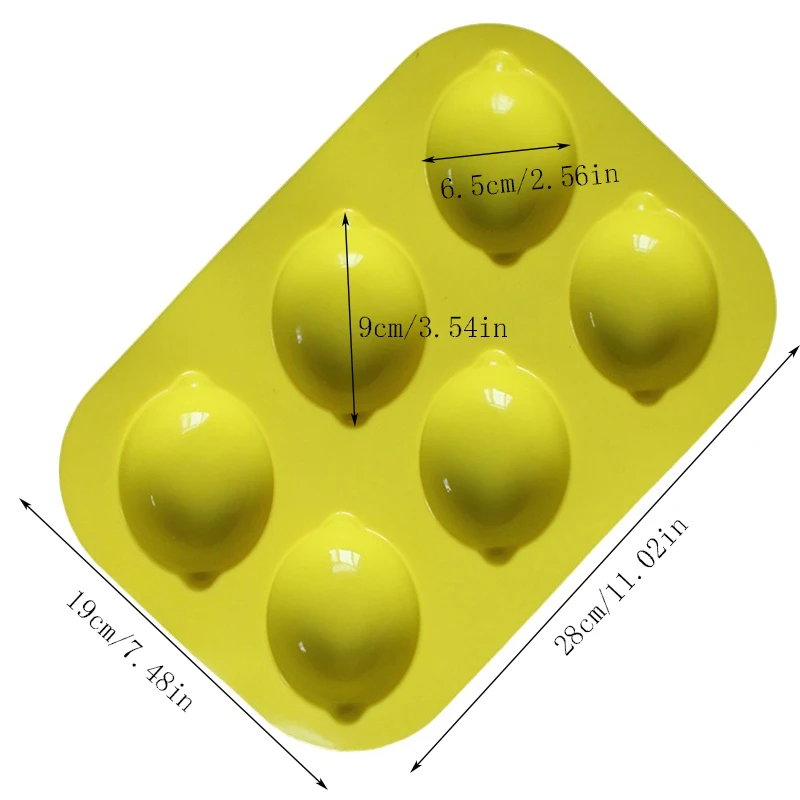 New Arrival 6 Holes Lemon Shape Silicone Cake Mold Mousse Pudding Handmade Soap Chocolate Ice Tray Mold Fruit Series Baking Tool