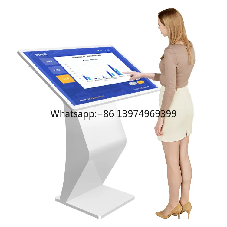 Customized Narrow Frame 21.5 32 43 Inch Indoor Mall Shop Interactive Touch Screen Kiosk on White