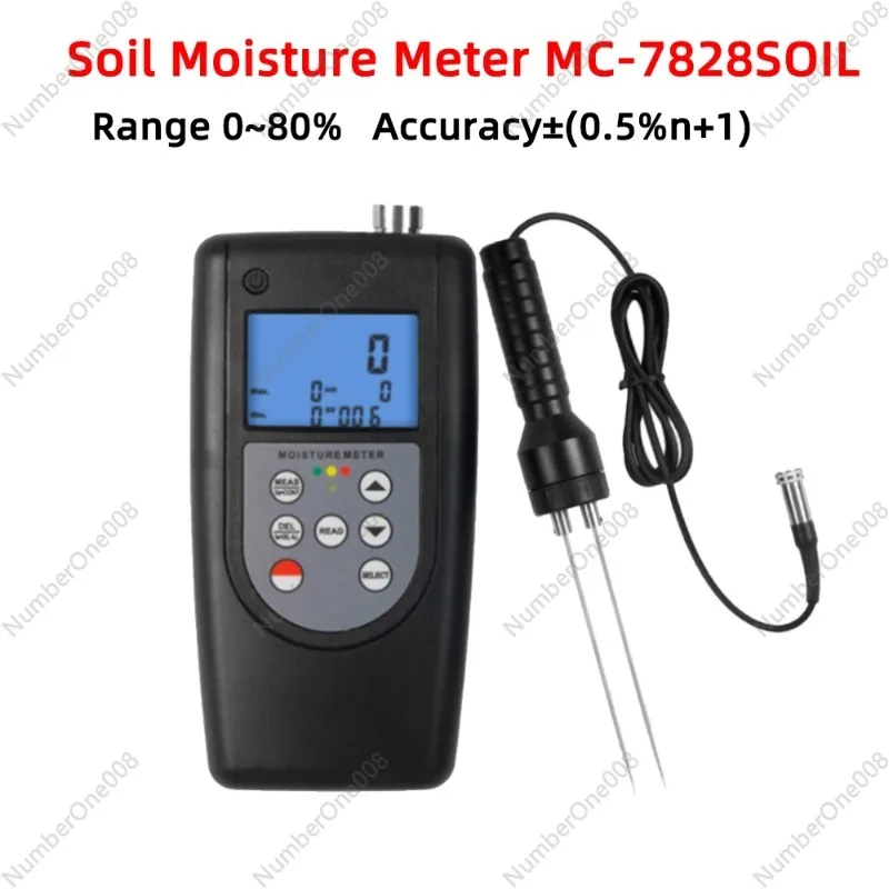 

MC-7828SOIL Needle Type Soil Moisture Detector 0%~80% Measuring Range Conductivity Sensor Digital Soil Moisture Meter