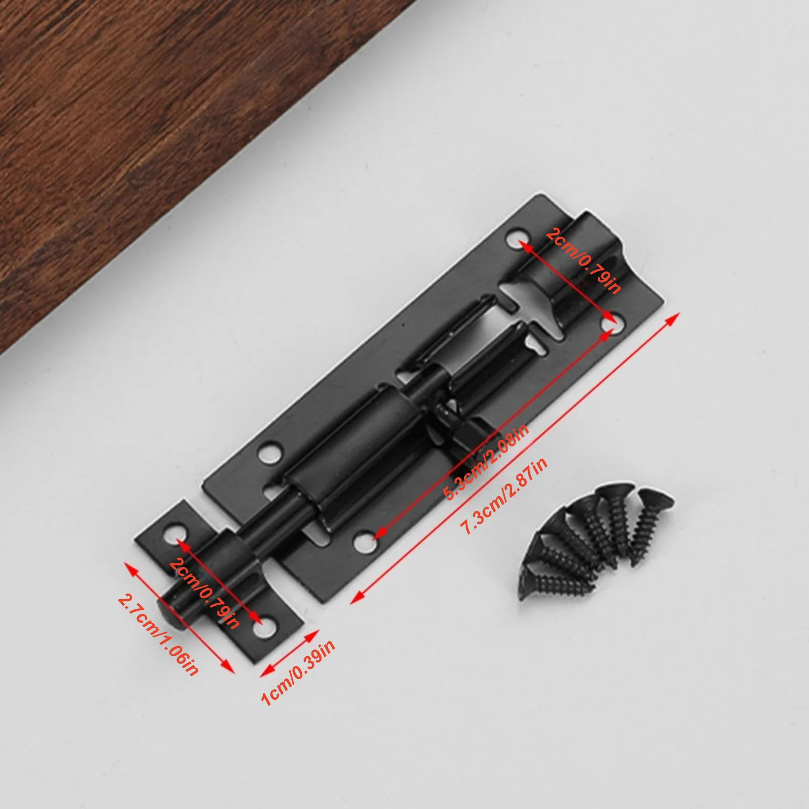 2x Heavy Duty Stainless Steel Barrel Bolt Lock for Door Gate Cabinet with Screws, Black Sliding Latch Hardware