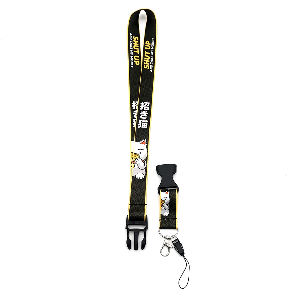 Anfängliche d jdm Stil Renn Lanyard Glück Katze Schlüssel mobile ID-Karte Hänge gurt Umrüstung Hals Lan yards für Schlüssel Löffel Mitternacht